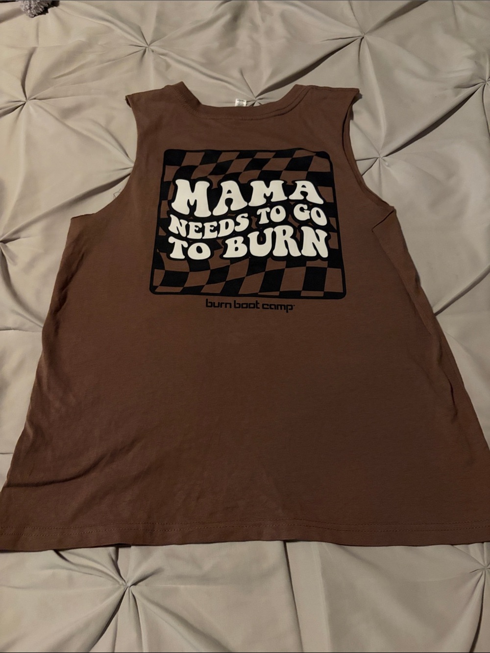 Burn boot Camp Women's Brown Sleeveless Tank MAMA XS
